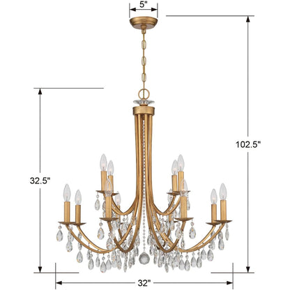 Bridgehampton 12 Light 32" Wide Crystal Chandelier with Swarovski Strass Crystal Accents