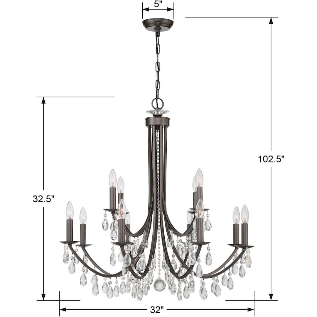 Bridgehampton 12 Light 32" Wide Crystal Chandelier with Swarovski Strass Crystal Accents