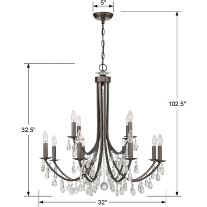 Bridgehampton 12 Light 32" Wide Crystal Chandelier with Swarovski Strass Crystal Accents