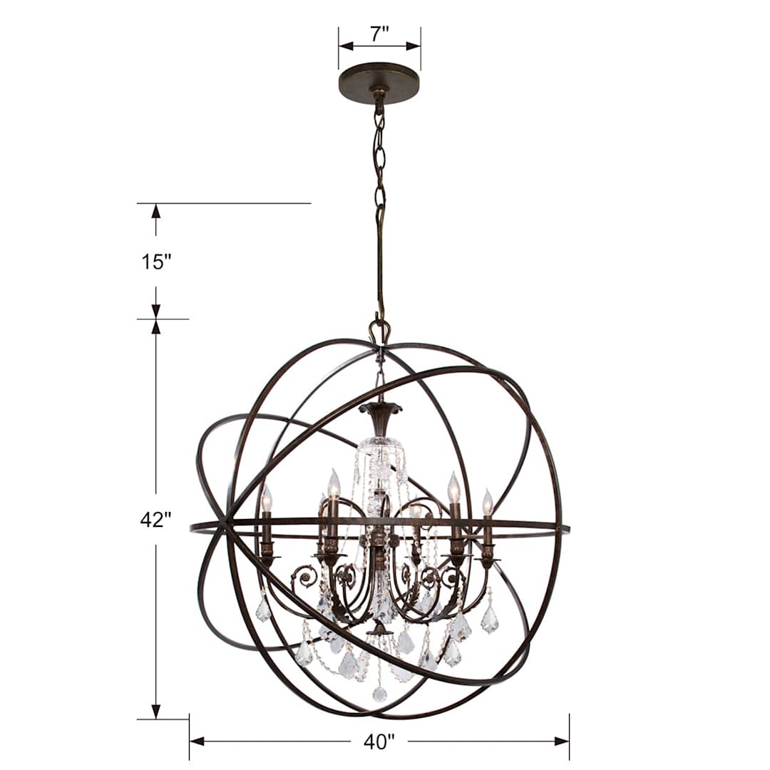 Solaris 6 Light 40" Wide Crystal Globe Chandelier with Swarovski Strass Crystal Accents