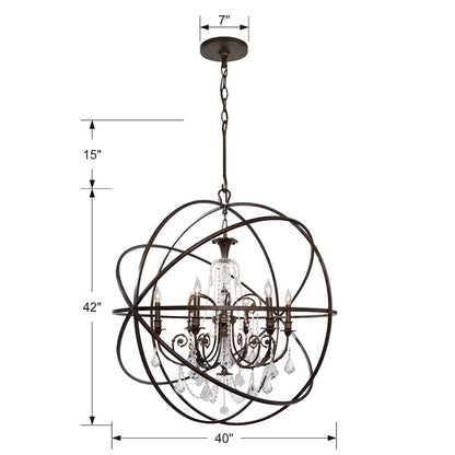 Solaris 6 Light 40" Wide Crystal Globe Chandelier with Swarovski Spectra Crystal Accents