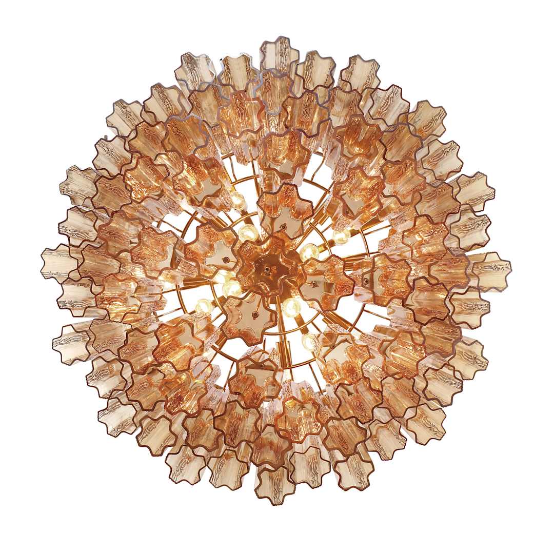 Addis 16 Light 32" Wide Waterfall Chandelier with Amber Glass Shades