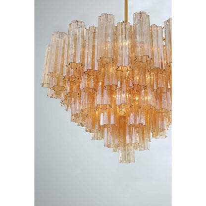 Addis 16 Light 32" Wide Waterfall Chandelier with Amber Glass Shades