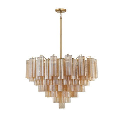 Addis 16 Light 32" Wide Waterfall Chandelier with Amber Glass Shades