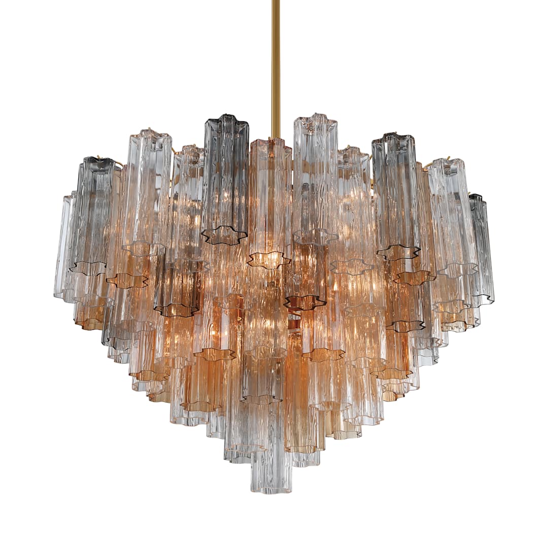 Addis 16 Light 32" Wide Waterfall Chandelier with Autumn Glass Shades