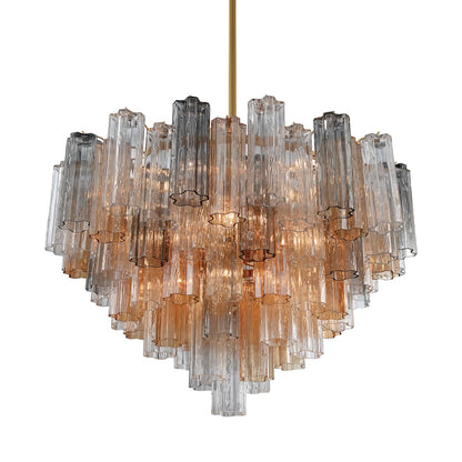 Addis 16 Light 32" Wide Waterfall Chandelier with Autumn Glass Shades