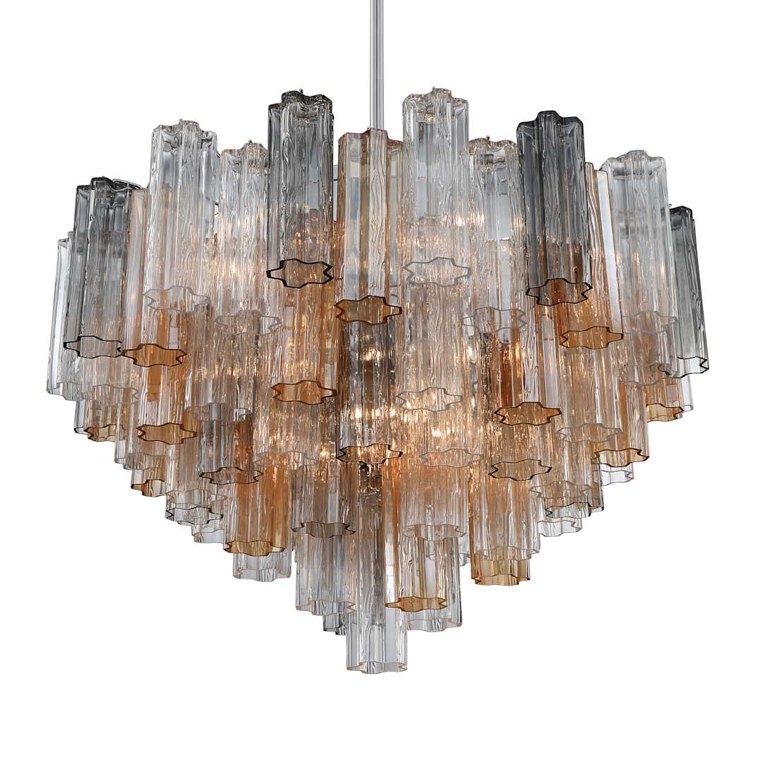 Addis 16 Light 32" Wide Waterfall Chandelier with Autumn Glass Shades