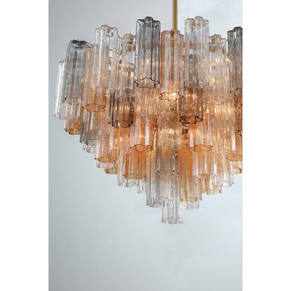 Addis 16 Light 32" Wide Waterfall Chandelier with Autumn Glass Shades