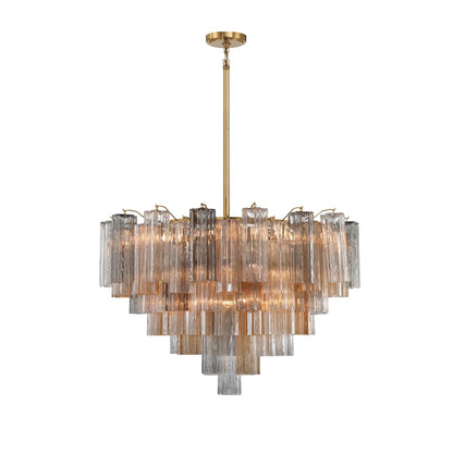 Addis 16 Light 32" Wide Waterfall Chandelier with Autumn Glass Shades