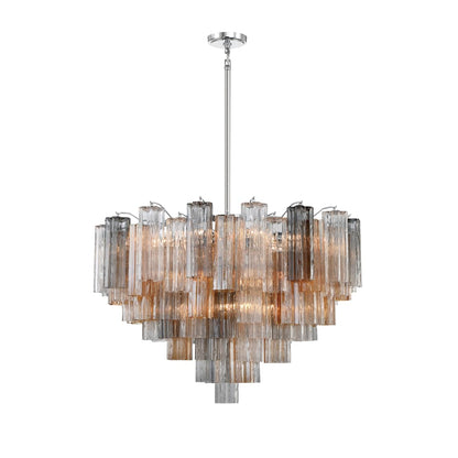 Addis 16 Light 32" Wide Waterfall Chandelier with Autumn Glass Shades