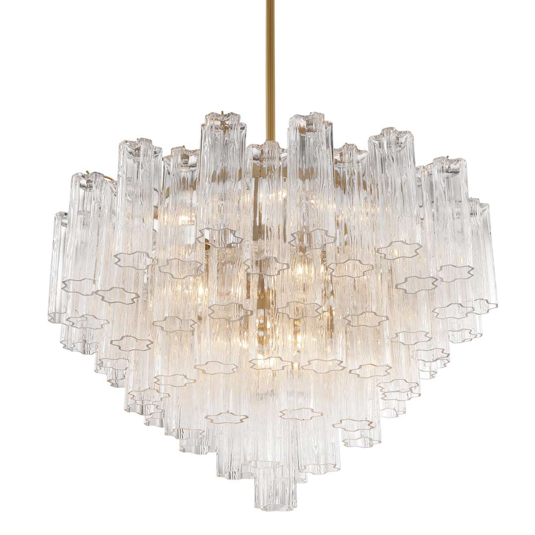 Addis 16 Light 32" Wide Waterfall Chandelier with Clear Glass Shades