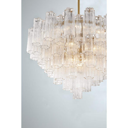 Addis 16 Light 32" Wide Waterfall Chandelier with Clear Glass Shades