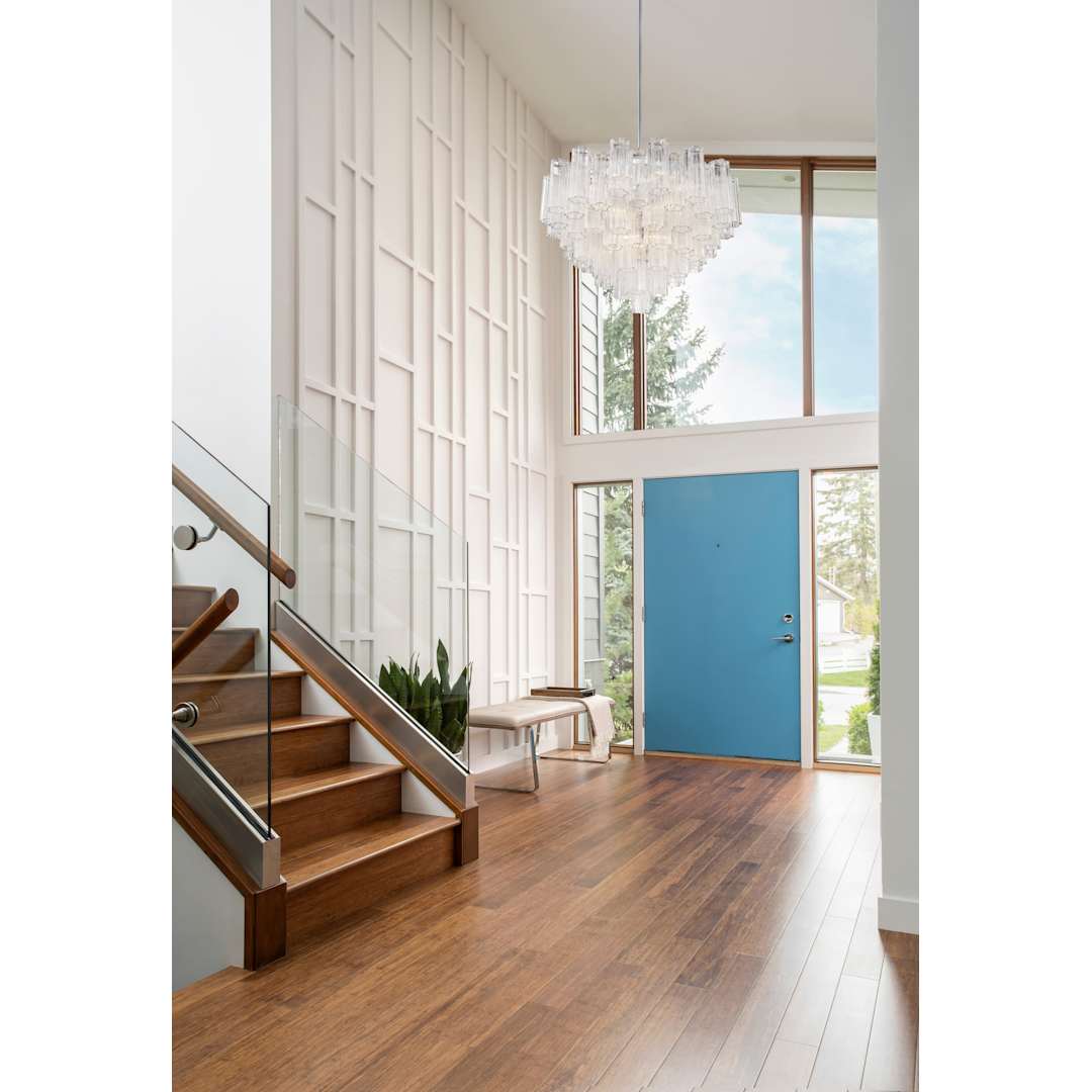 Addis 16 Light 32" Wide Waterfall Chandelier with Clear Glass Shades