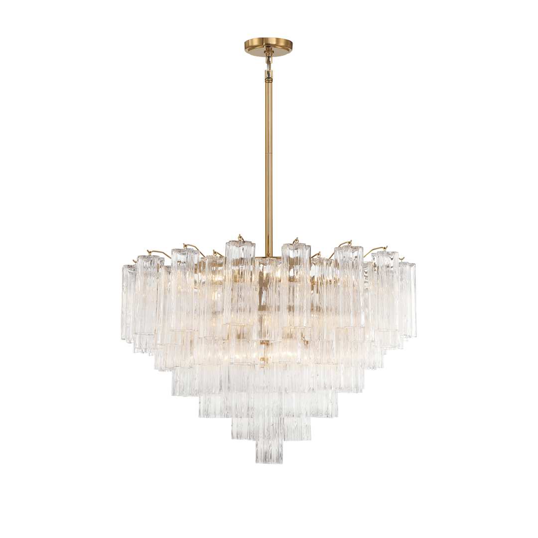 Addis 16 Light 32" Wide Waterfall Chandelier with Clear Glass Shades