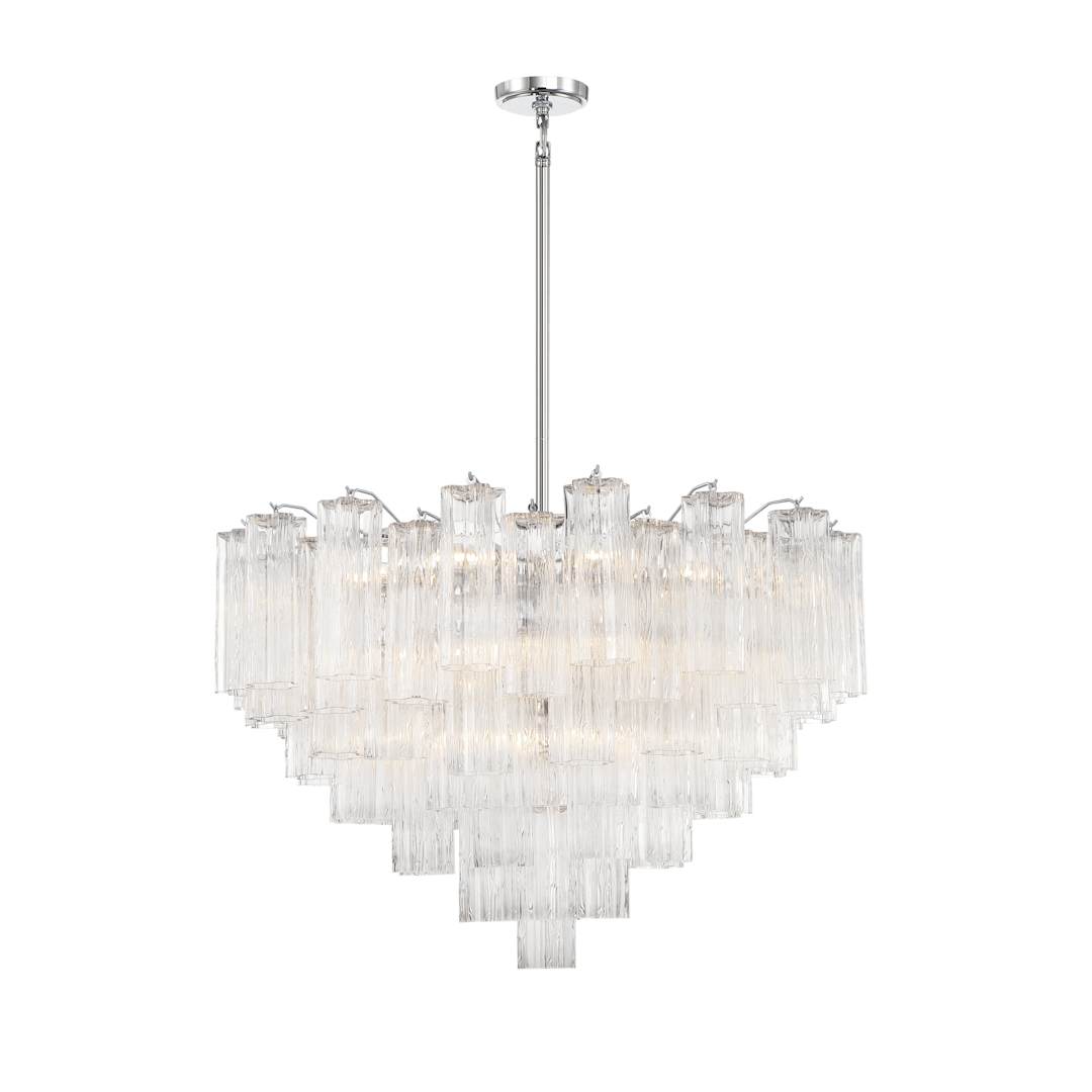 Addis 16 Light 32" Wide Waterfall Chandelier with Clear Glass Shades