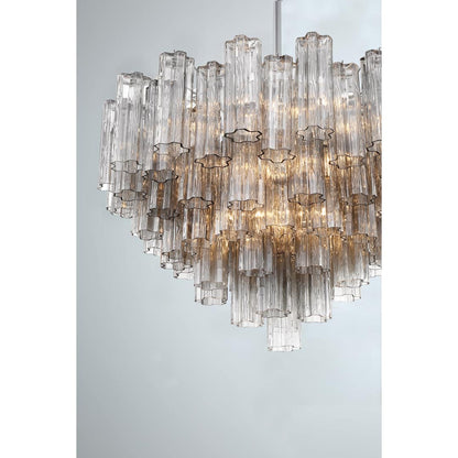 Addis 16 Light 32" Wide Waterfall Chandelier with Smoke Glass Shades