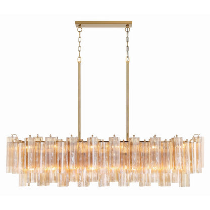 Addis 14 Light 52" Wide Crystal Linear Chandelier with Amber Crystal Shades