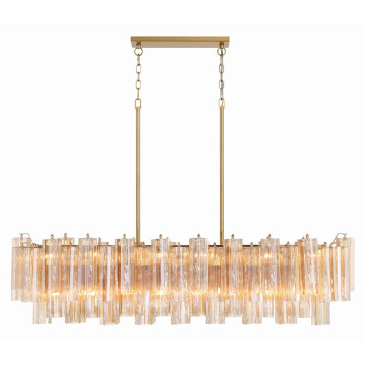 Addis 14 Light 52" Wide Crystal Linear Chandelier with Amber Crystal Shades