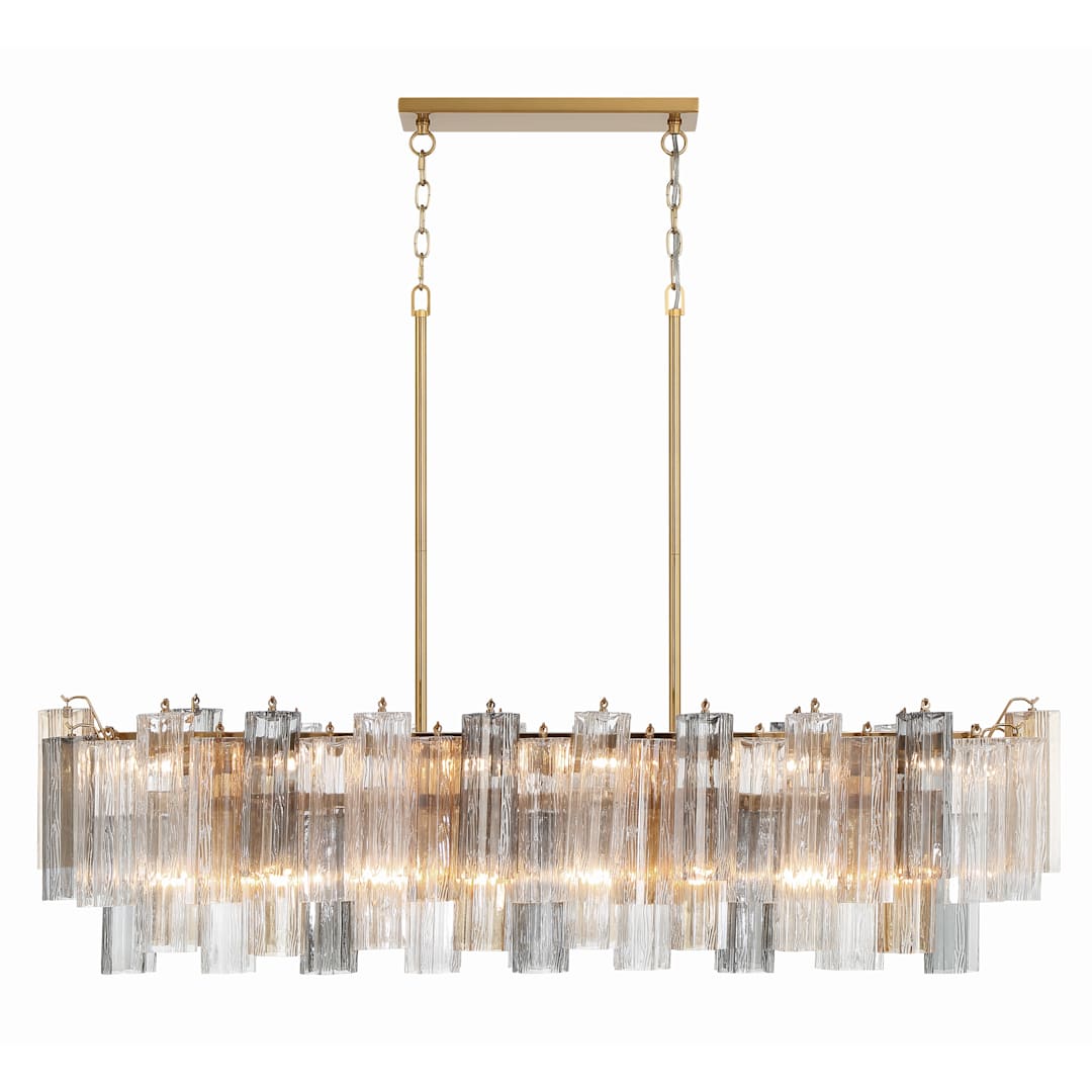 Addis 14 Light 52" Wide Crystal Linear Chandelier with Autumn Crystal Shades