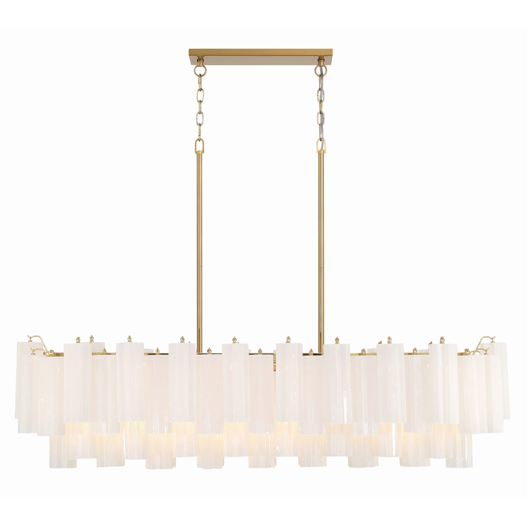 Addis 14 Light 52" Wide Crystal Linear Chandelier with White Crystal Shades