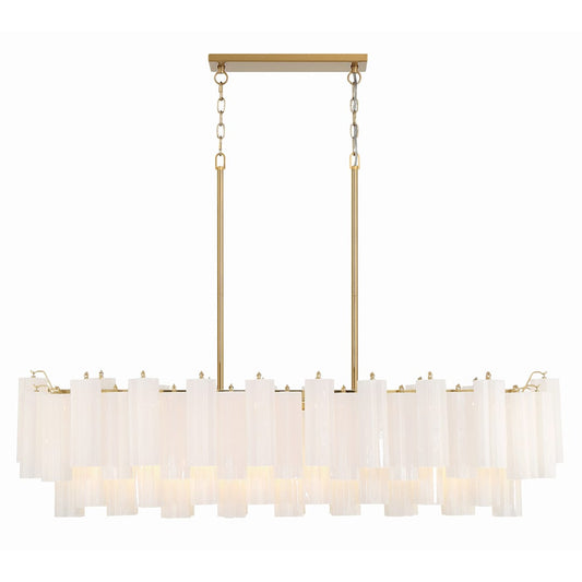 Addis 14 Light 52" Wide Crystal Linear Chandelier with White Crystal Shades