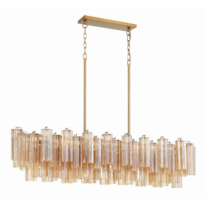 Addis 14 Light 52" Wide Crystal Linear Chandelier with Amber Crystal Shades
