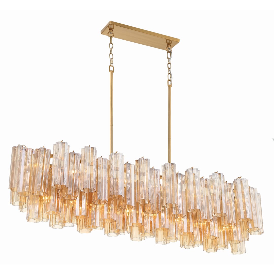 Addis 14 Light 52" Wide Crystal Linear Chandelier with Amber Crystal Shades