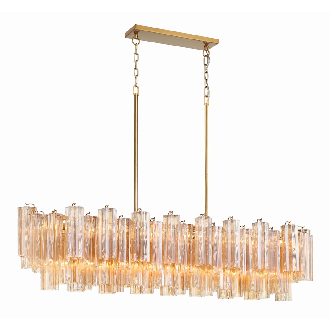 Addis 14 Light 52" Wide Crystal Linear Chandelier with Amber Crystal Shades