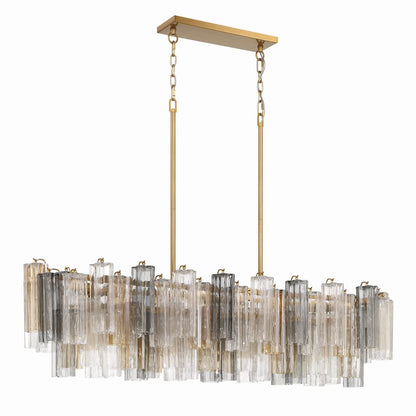 Addis 14 Light 52" Wide Crystal Linear Chandelier with Autumn Crystal Shades