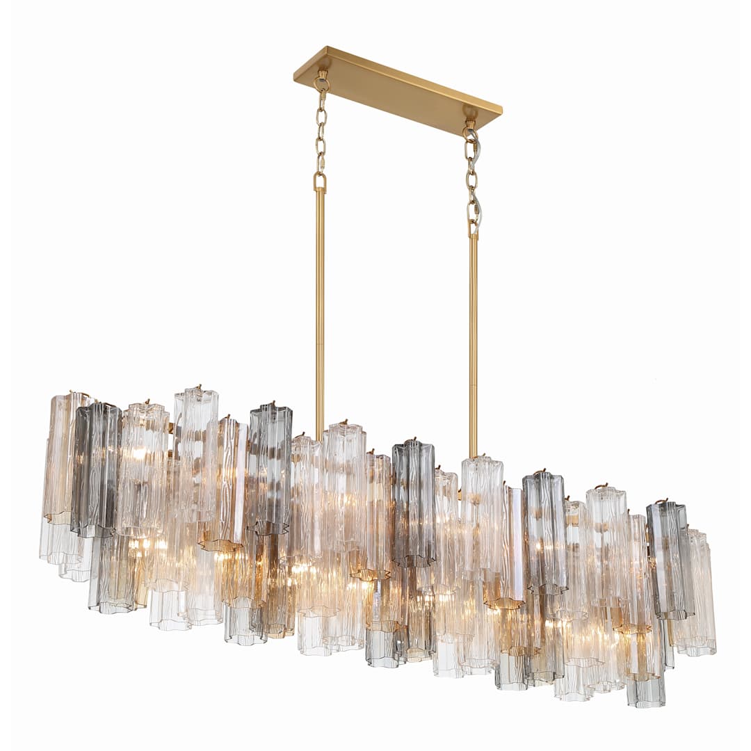 Addis 14 Light 52" Wide Crystal Linear Chandelier with Autumn Crystal Shades