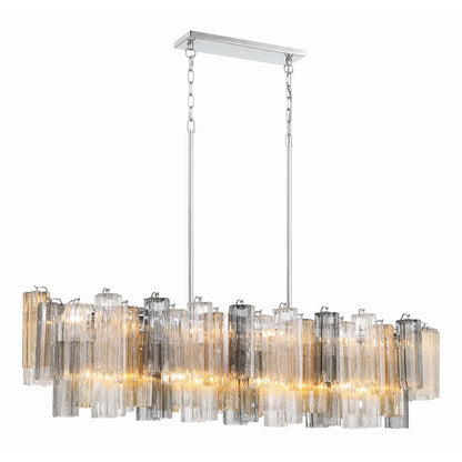 Addis 14 Light 52" Wide Crystal Linear Chandelier with Autumn Crystal Shades