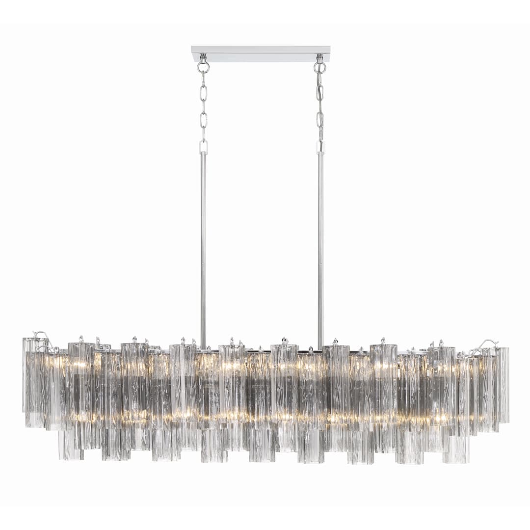 Addis 14 Light 52" Wide Crystal Linear Chandelier with Smoke Crystal Shades