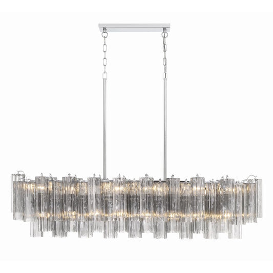 Addis 14 Light 52" Wide Crystal Linear Chandelier with Smoke Crystal Shades