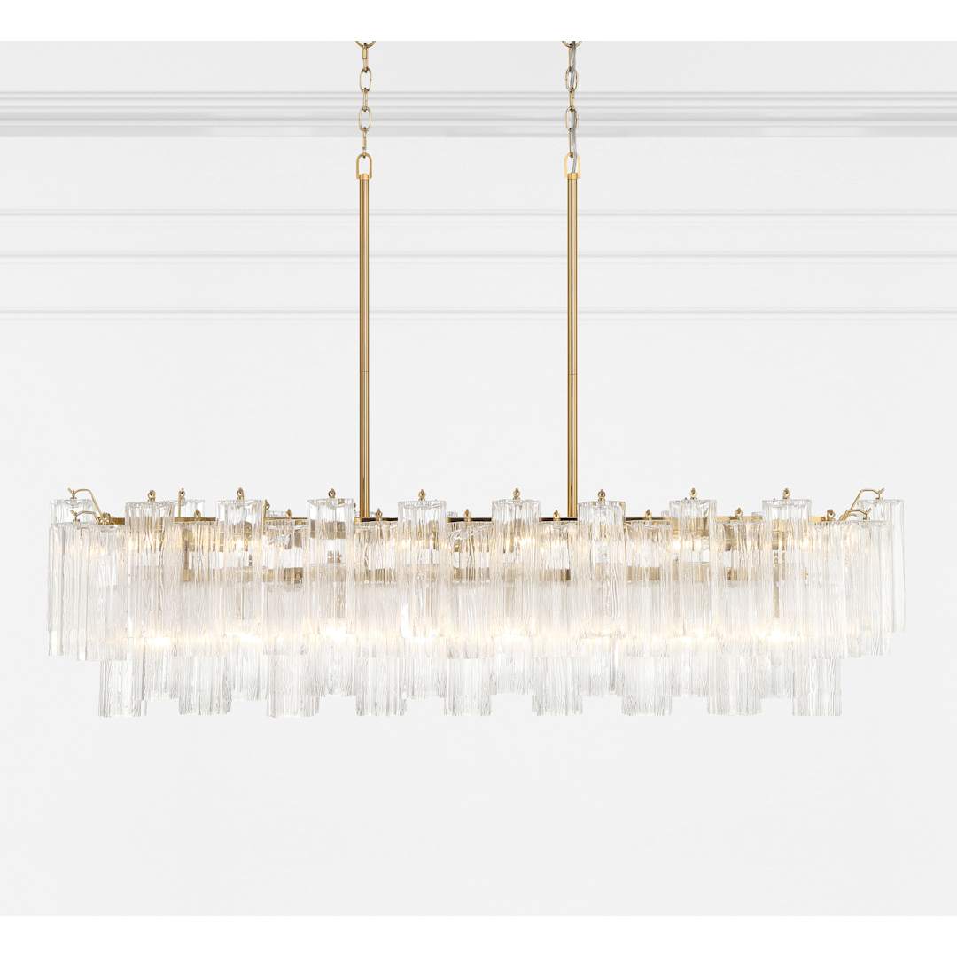 Addis 14 Light 52" Wide Crystal Linear Chandelier with Clear Crystal Shades