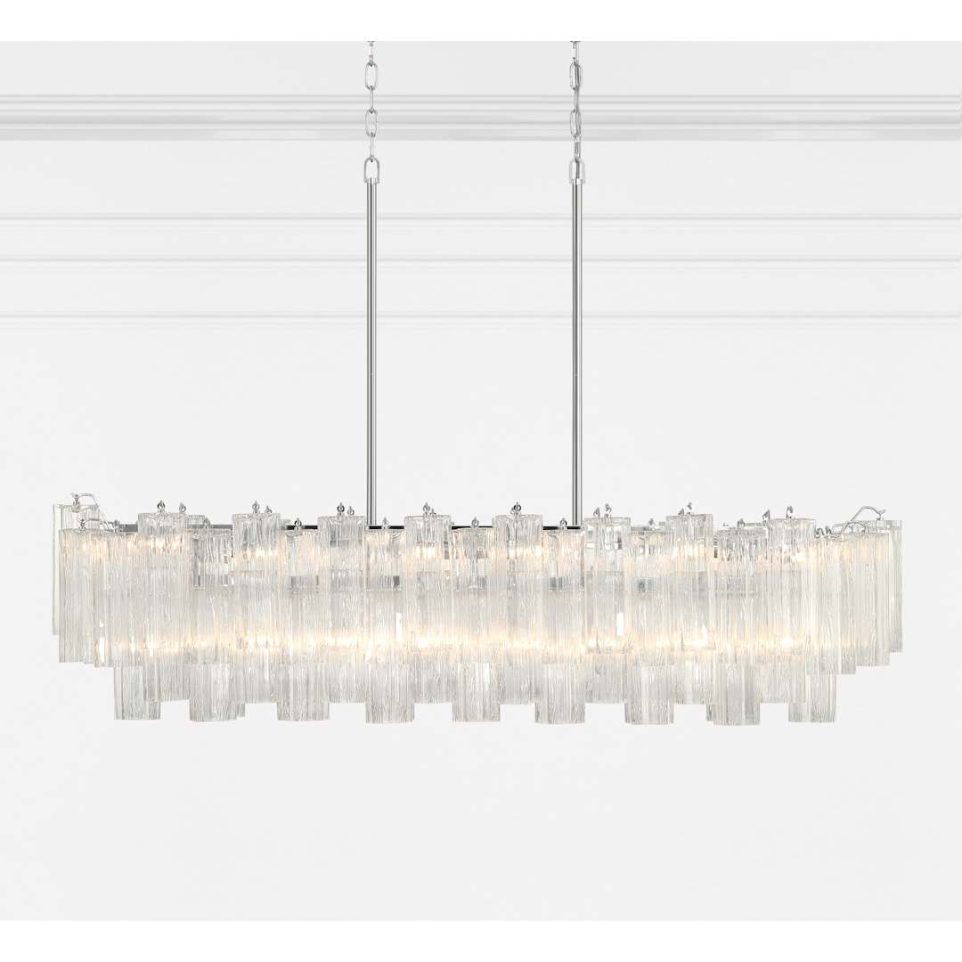 Addis 14 Light 52" Wide Crystal Linear Chandelier with Clear Crystal Shades