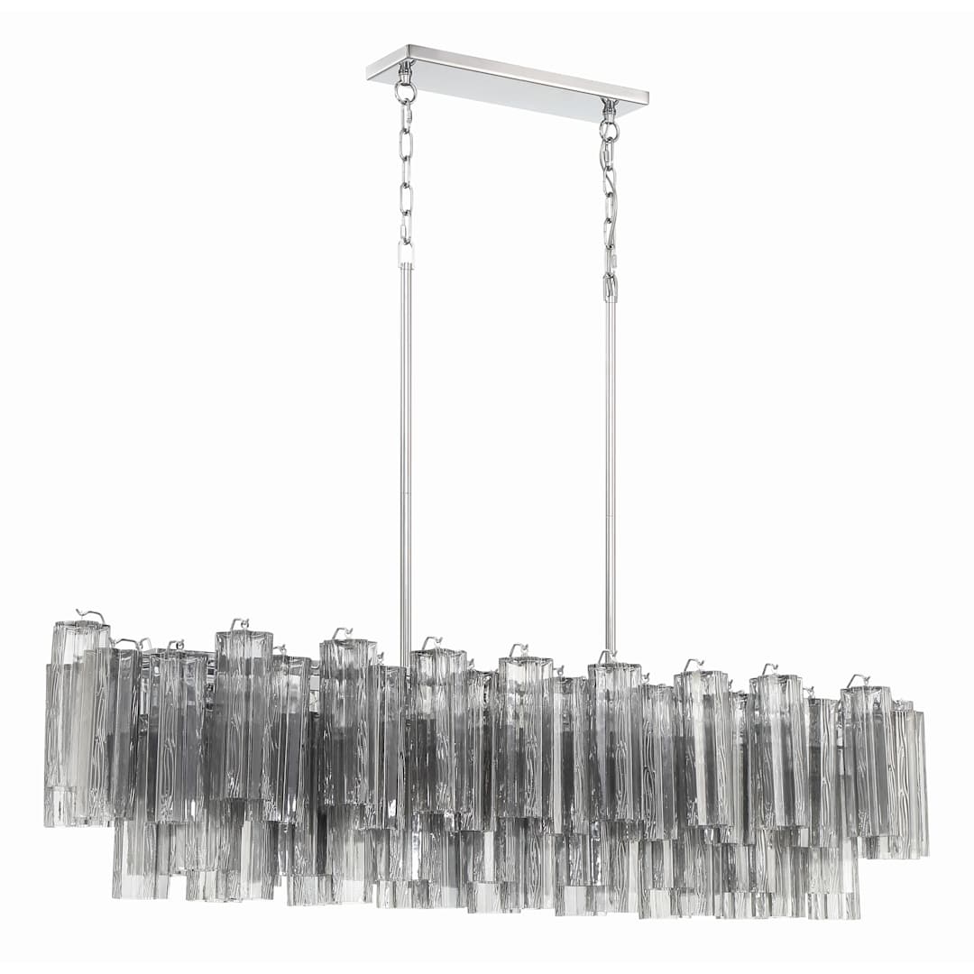Addis 14 Light 52" Wide Crystal Linear Chandelier with Smoke Crystal Shades