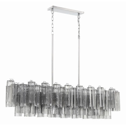 Addis 14 Light 52" Wide Crystal Linear Chandelier with Smoke Crystal Shades