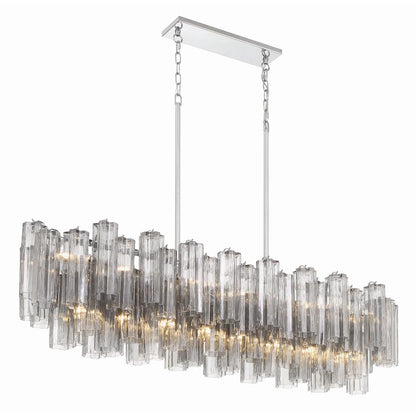 Addis 14 Light 52" Wide Crystal Linear Chandelier with Smoke Crystal Shades