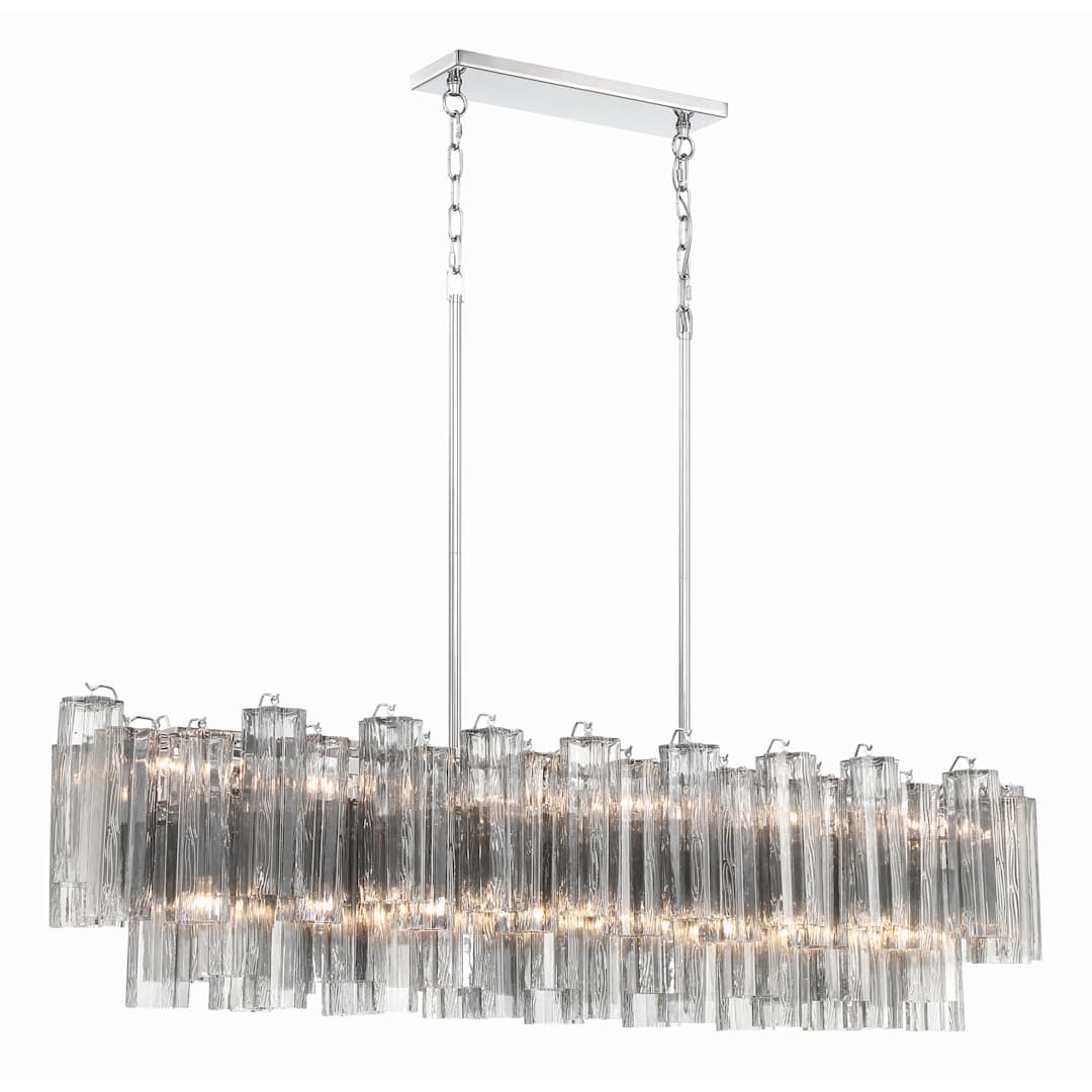 Addis 14 Light 52" Wide Crystal Linear Chandelier with Smoke Crystal Shades