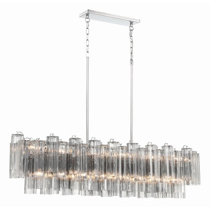 Addis 14 Light 52" Wide Crystal Linear Chandelier with Smoke Crystal Shades