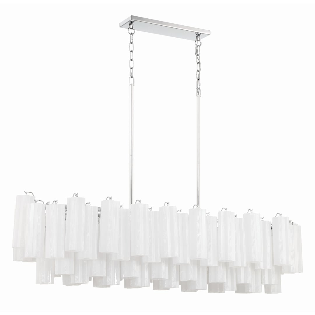 Addis 14 Light 52" Wide Crystal Linear Chandelier with White Crystal Shades