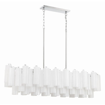 Addis 14 Light 52" Wide Crystal Linear Chandelier with White Crystal Shades