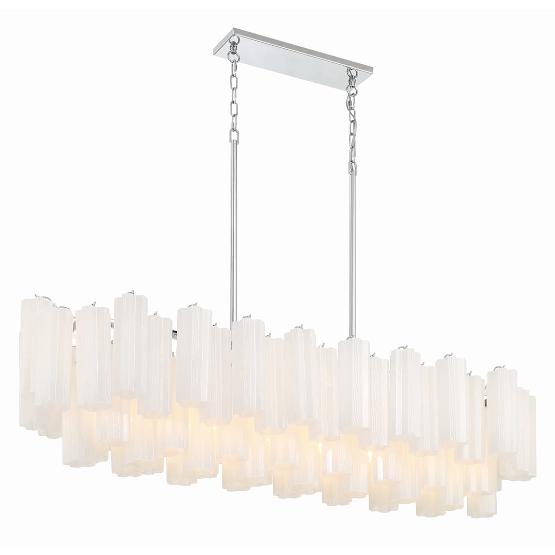 Addis 14 Light 52" Wide Crystal Linear Chandelier with White Crystal Shades