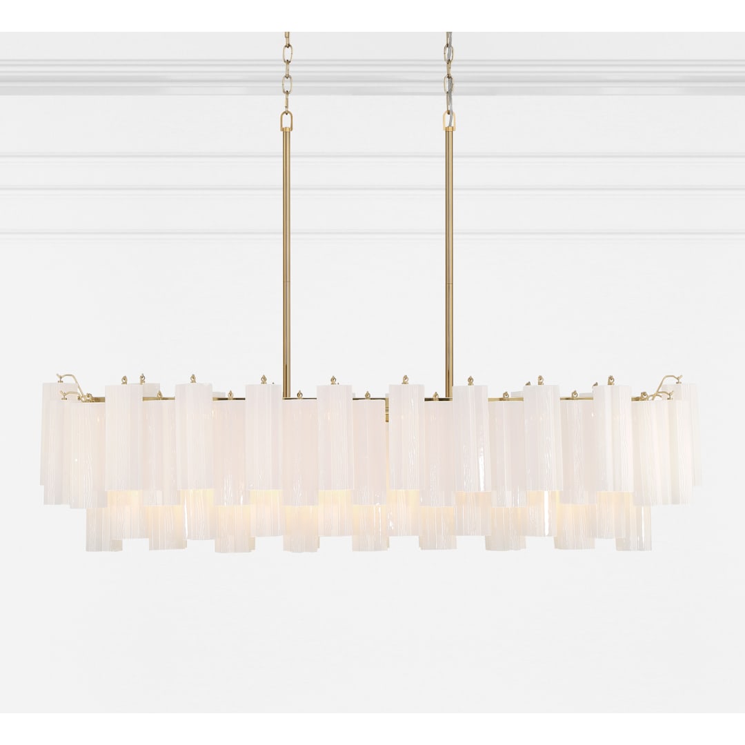 Addis 14 Light 52" Wide Crystal Linear Chandelier with White Crystal Shades