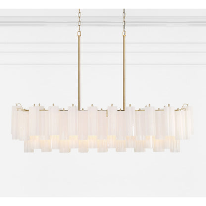 Addis 14 Light 52" Wide Crystal Linear Chandelier with White Crystal Shades