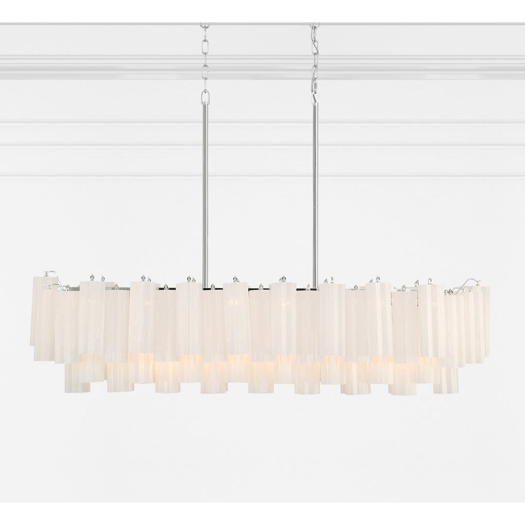 Addis 14 Light 52" Wide Crystal Linear Chandelier with White Crystal Shades