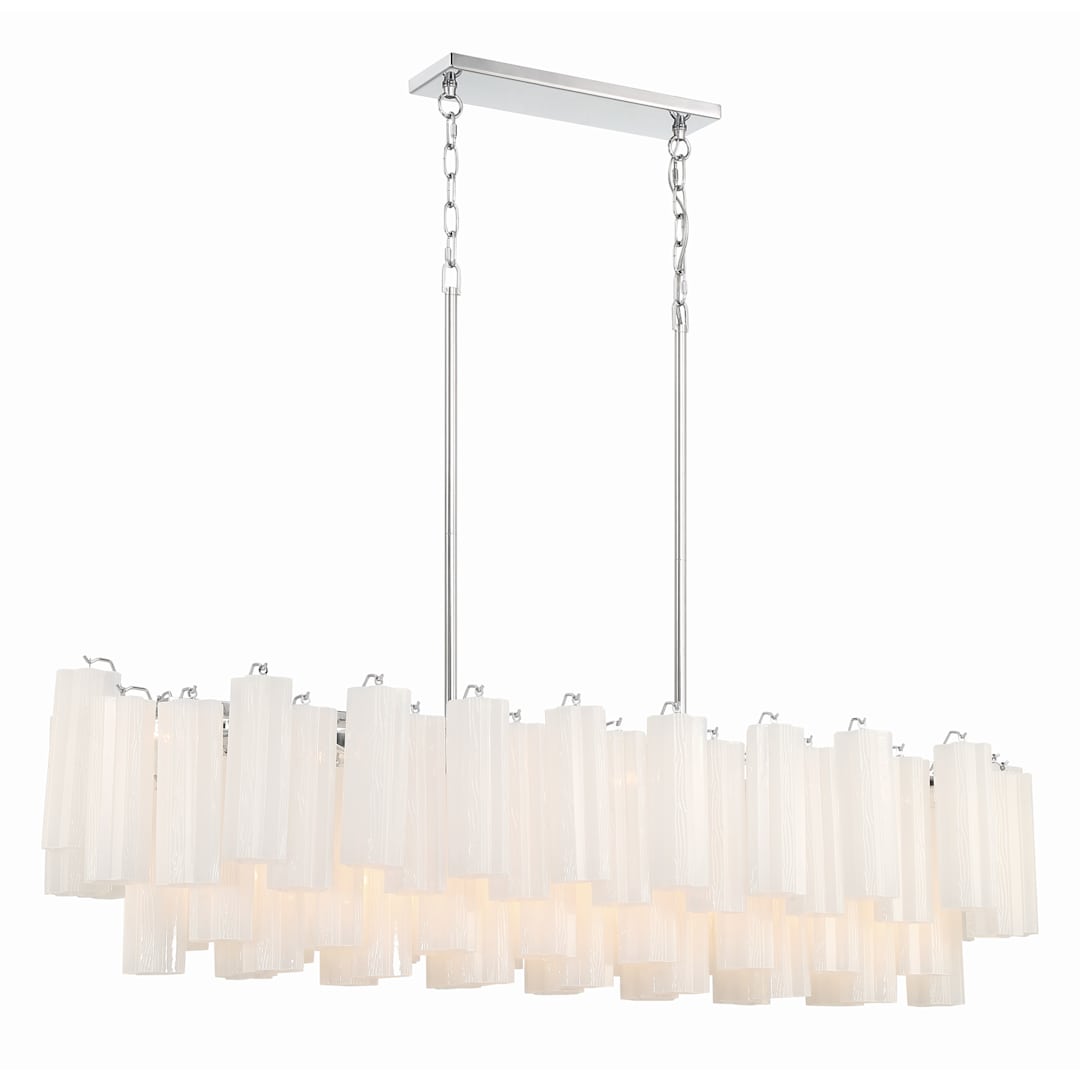 Addis 14 Light 52" Wide Crystal Linear Chandelier with White Crystal Shades