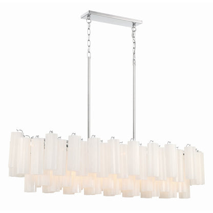 Addis 14 Light 52" Wide Crystal Linear Chandelier with White Crystal Shades