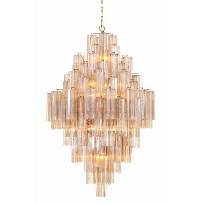 Addis 20 Light 31" Wide Crystal Waterfall Chandelier with Amber Crystal Shades