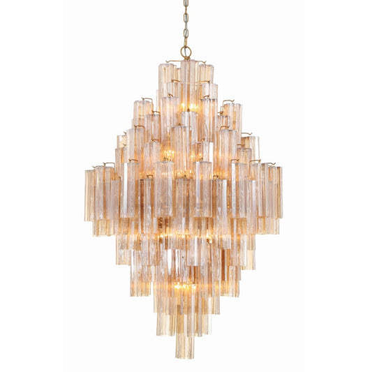 Addis 20 Light 31" Wide Crystal Waterfall Chandelier with Amber Crystal Shades